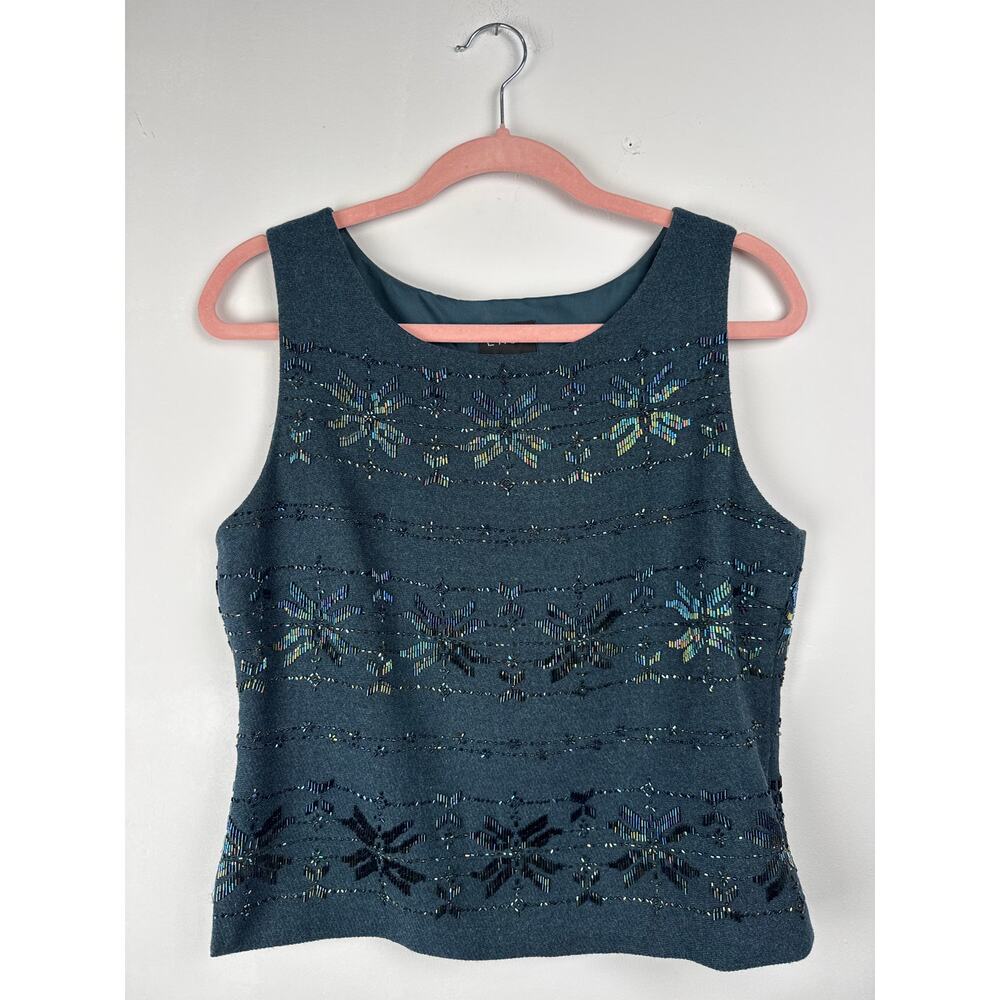 EAST Beaded Floral Sleeveless Top Sz.12